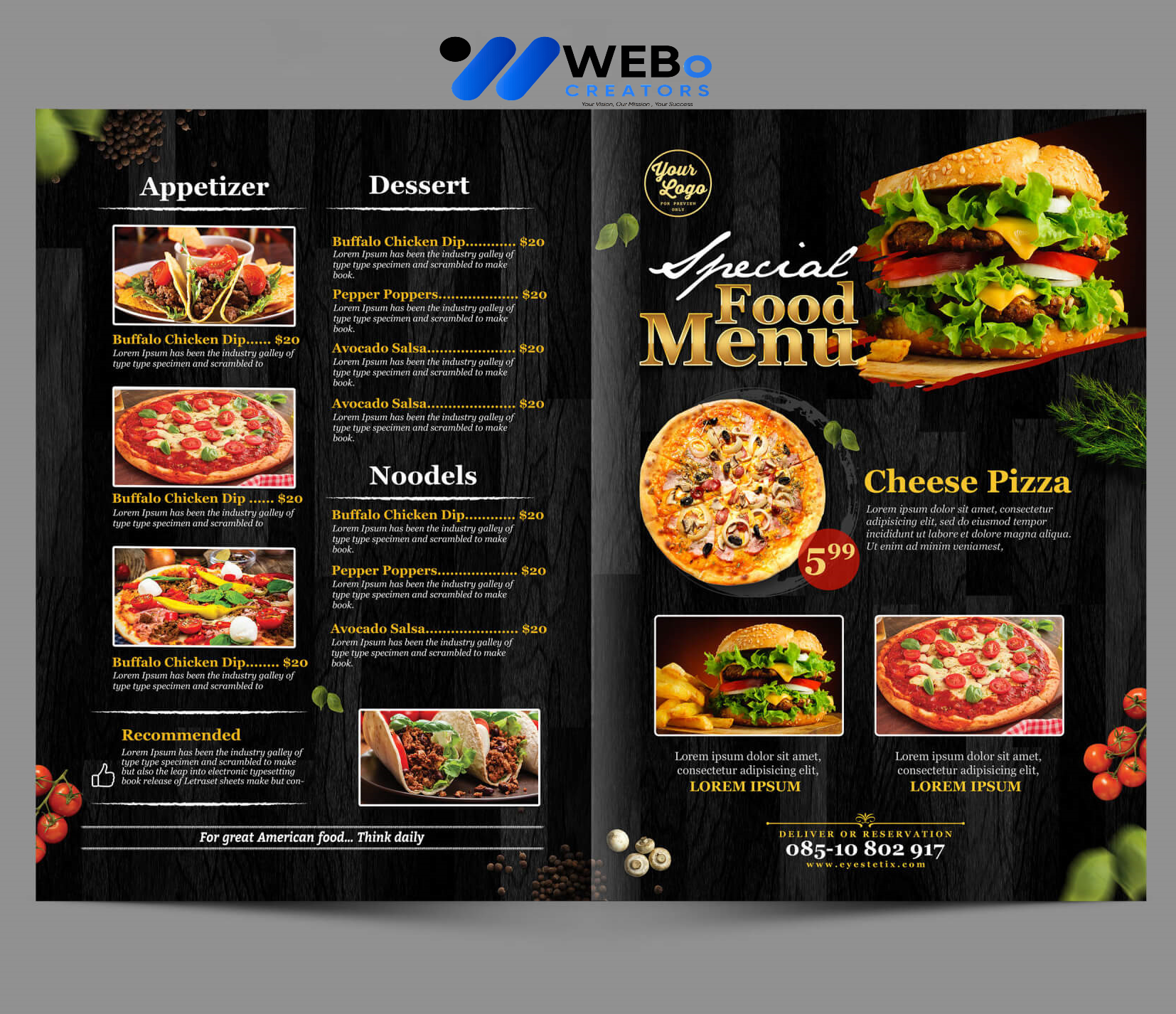 Modern restaurant menu design Birmingham 2026 café menu layout food branding design services
